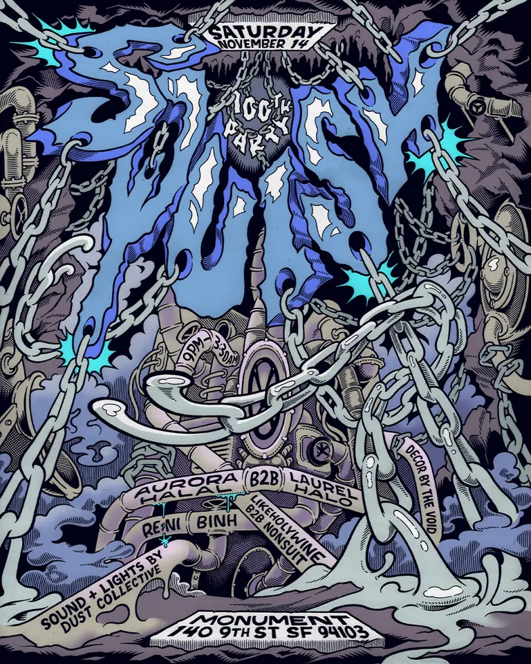 Artwork for SQUISH 100TH PARTY→ Aurora Halal b2b Laurel Halo, Binh, re:ni